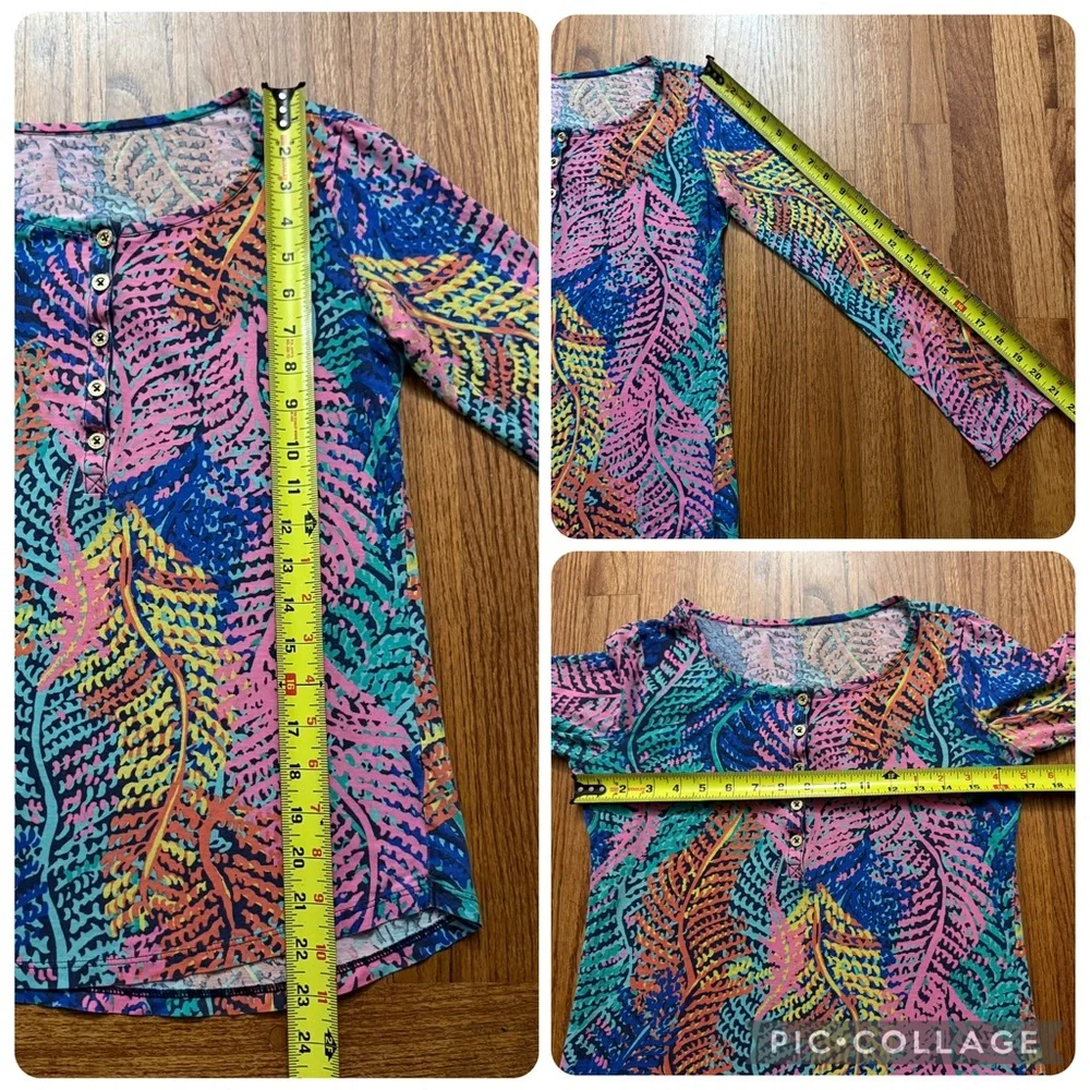 Lilly Pulitzer Porter Henley Top in the Electric Feel print size S - Picture 16 of 16
